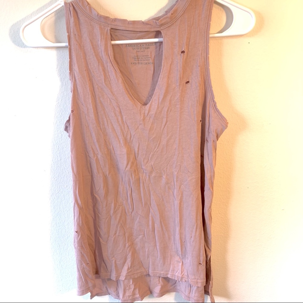 AE🦅 Distressed Choker Tank (Slightly Oversized)